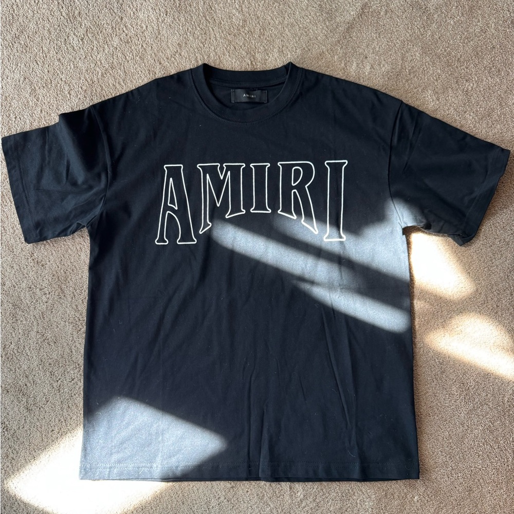 AMIRI Black Tee with White Arch Logo